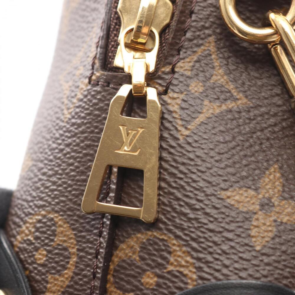 Louis Vuitton Leather Handbag Monogram Malle Canvas Brown Black Souple - Picture 6 of 7